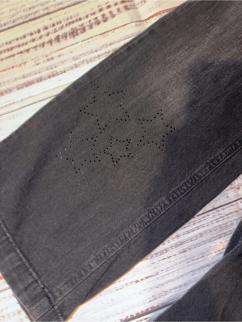 SO Black Pull-On Jeans Girls Size 12 Wide Leg Star Detail